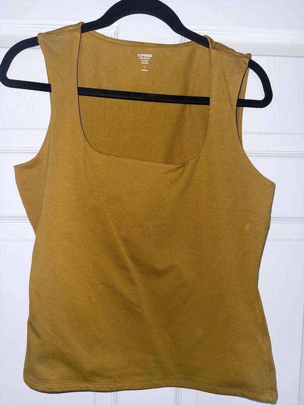 Express Body Con Cotton Blend Square Neck Tank